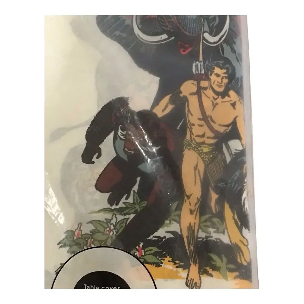 Vintage 1975 Tarzan Paper Table Cover Amscan USA 54x96 NOS Party Decoration